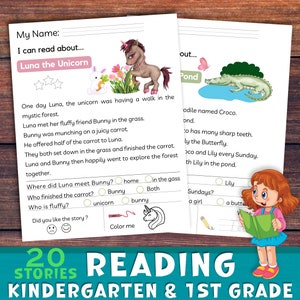 Kindergarten At Home Reading Worksheets - Comprehension Printable. Practice Reading Homeschool Classroom Tutoring.  I Can Read a Book.