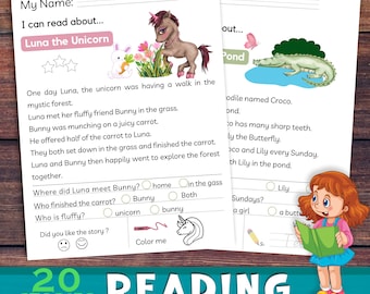 First Grade Reading Worksheets | Comprehension Passages - Homeschool Classroom Learn at Home | Reading Fluency Passages | Reading Skills