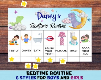 Kids Bedtime Routine Flip Chart Editable Printable, Visual Schedule for Kids. Kids Routine Chart, Daily Toddler Chore Chart, Canva PDF