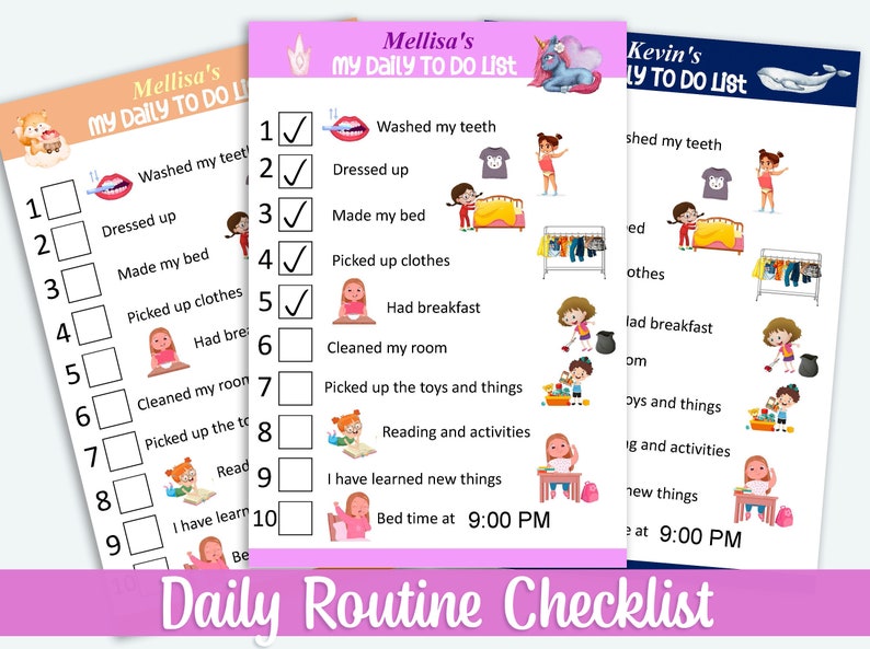 Editable Kids Daily Routine Checklist. Morning Routine, Kids Bedtime Routine. School Checklist Schedule Printable. For Boys and Girls. image 6