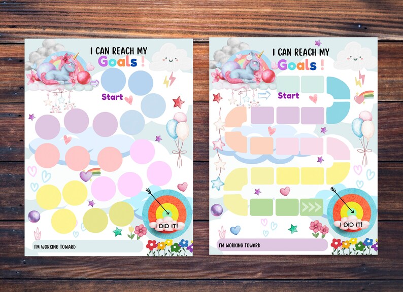 Printable Kids Goal Chart Unicorn, Daily Chore, Behavior Chart, Routine ...