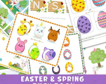 Preschool Easter Worksheets Activities. Spring Toddler Printable Activities. Easter I Spy, Matching, Tracing, Counting, Puzzle Homeschooling