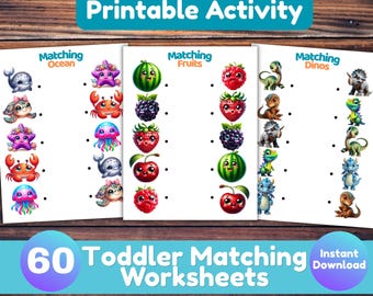 Hojas de trabajo imprimibles para emparejar, Emparejar la imagen, Discriminación visual para niños pequeños, Actividad para jardín de infantes, Libro de actividades, Páginas educativas