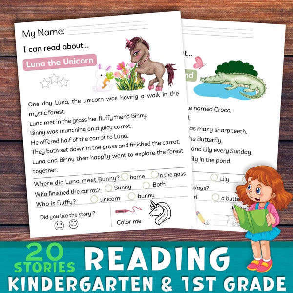 Kindergarten At Home Reading Worksheets - Comprehension Printable. Practice Reading Homeschool Classroom Tutoring.  I Can Read a Book.