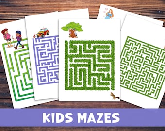 15 Kids Mazes Printable | Labyrinth Activity Book | Kids Puzzle Maze Game Challenge| Fun Activities  Kids Party Favors Instant Download PDF