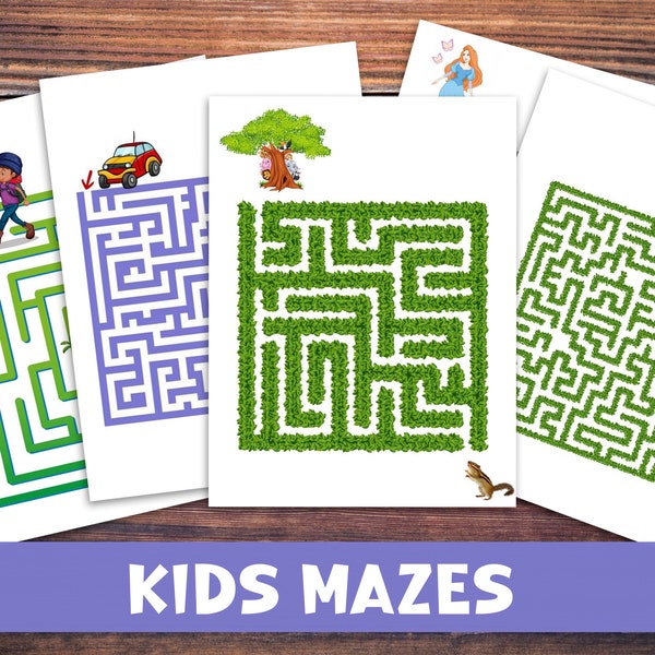 Toddler Mazes Printable. Kids Travel Worksheets. Kids Labyrinth Activities. Instant Download.