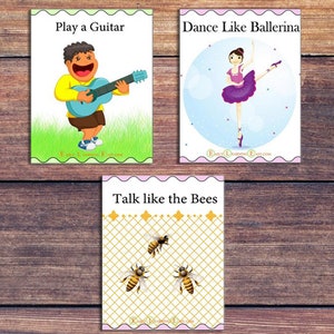 Cartões de ação pré-escolar. Cartões de movimento animal. Cartões de movimento para crianças. Jogos para crianças. Atividades de quebra cerebral para impressão, Fisioterapia, imagem 2