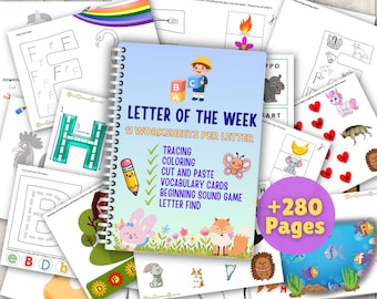 Ultimate Letter of the Week Printable Worksheets Bundle, Alphabet Tracing, Coloring, Preschool Curriculum, Toddler Workbook Binder