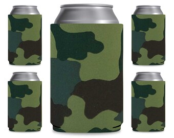 NEW CAMOUFLAGE CAMO COKE SODA BEER CAN OPEN FLIP TOP KOOZIE WITH CLOSABLE LID