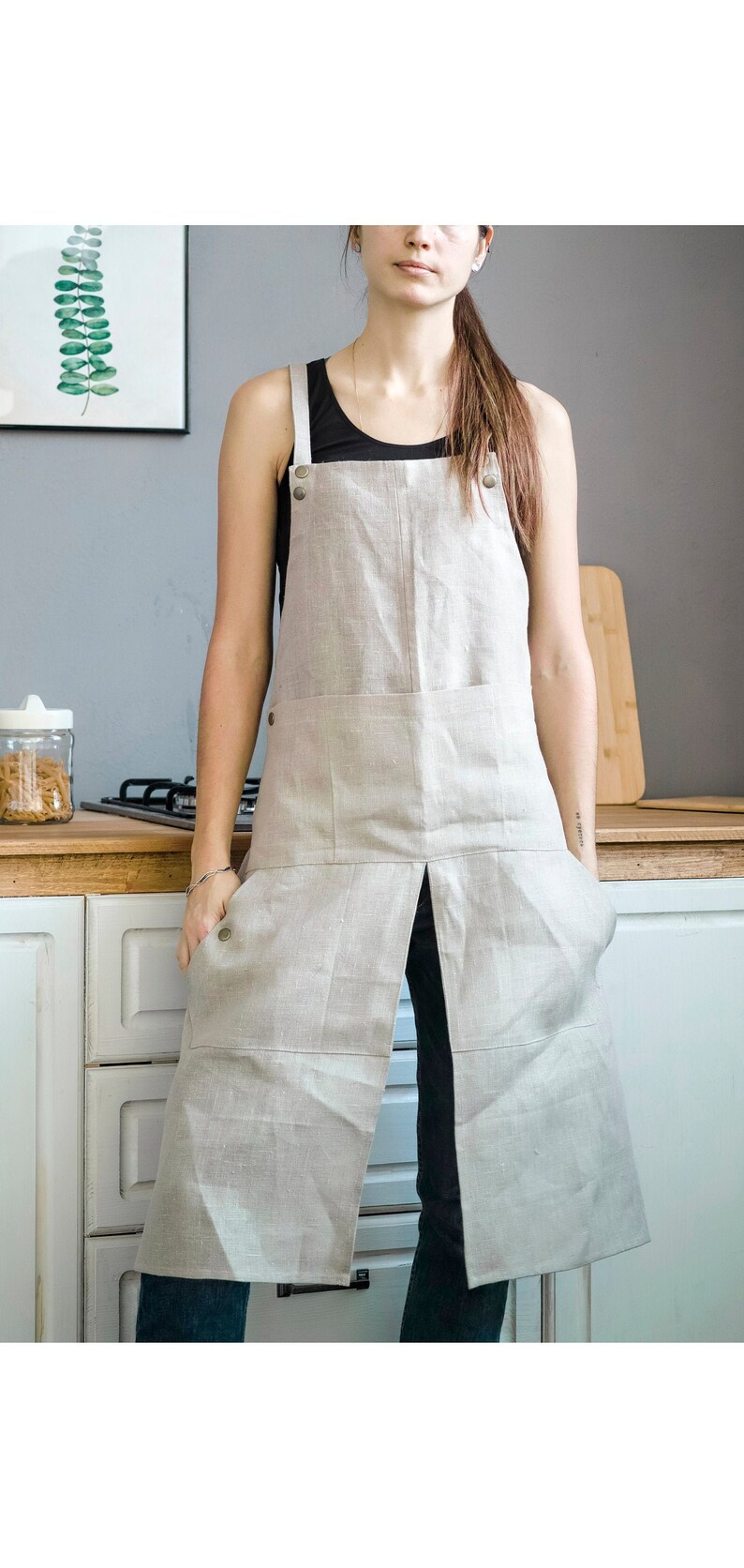 Linen pottery split leg apron Etsy