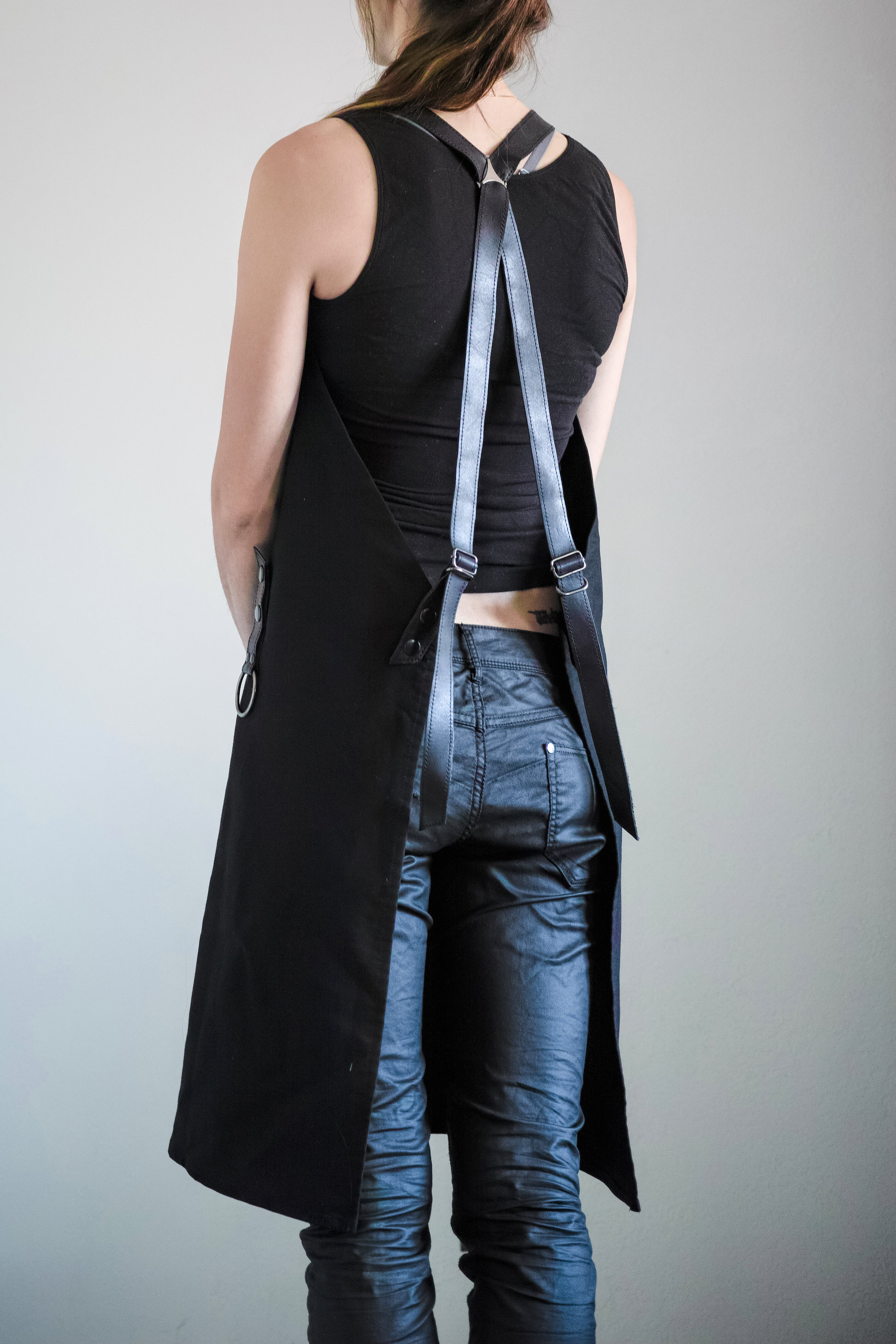 Black canvas apron with leather straps tattoo aprons artist Etsy