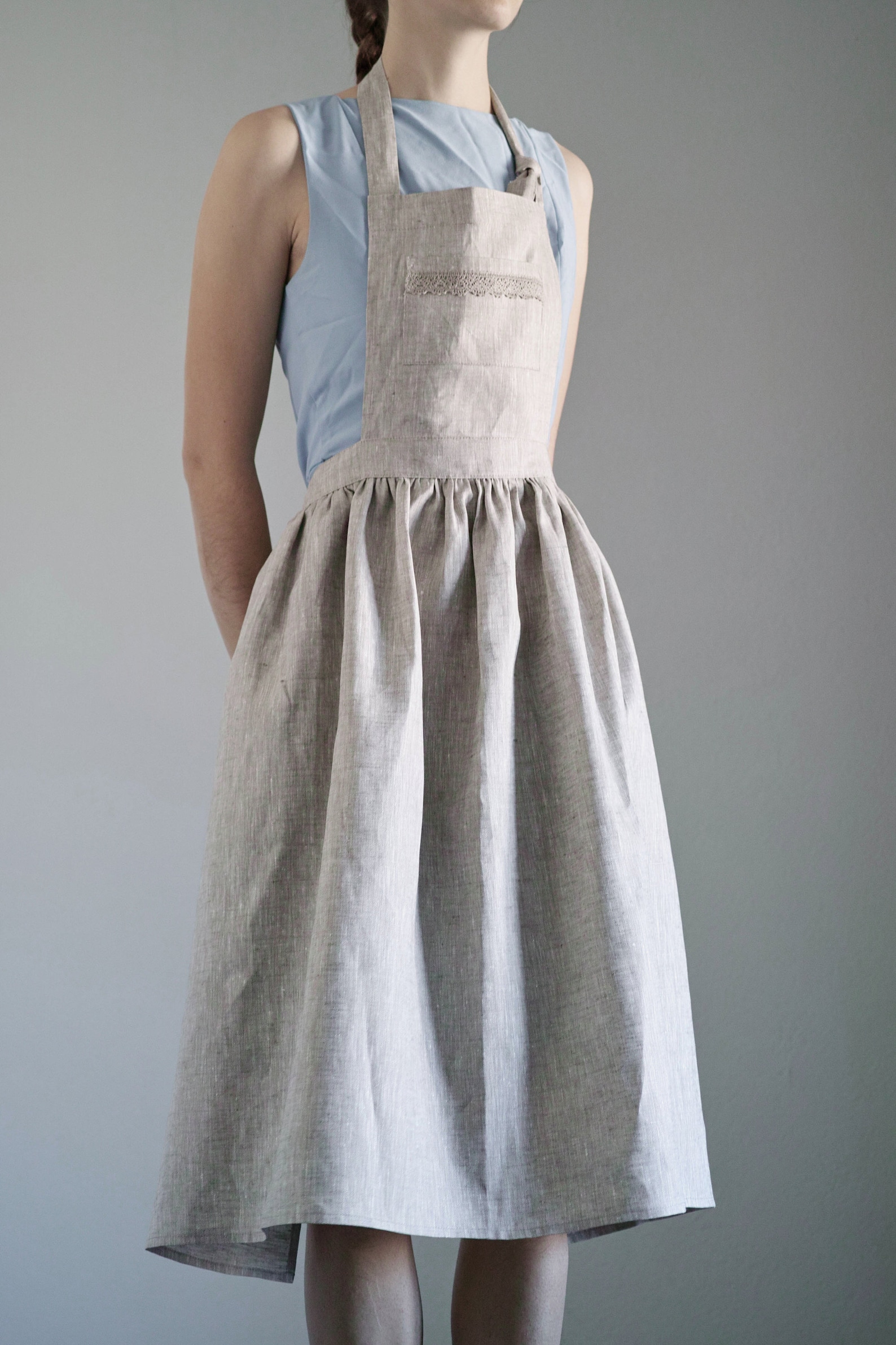 Provence Linen Apron With Front Pocket in French Country Style Etsy