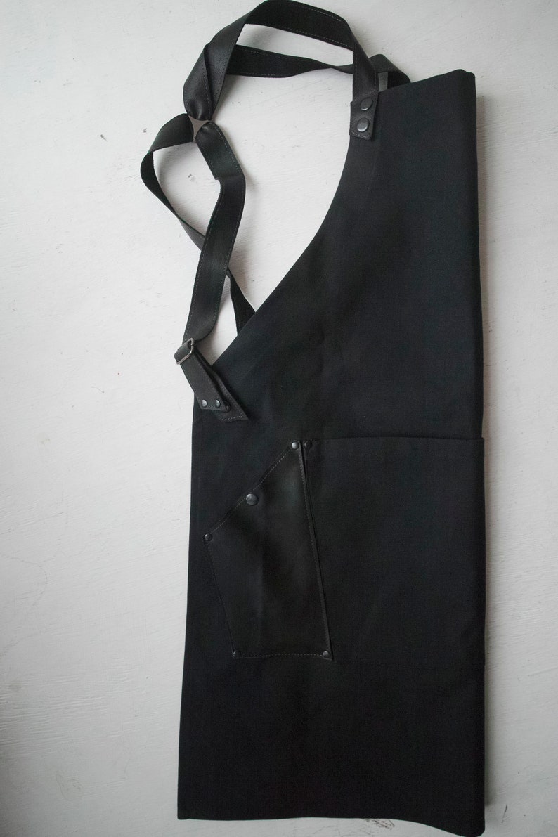 Black canvas apron with leather straps tattoo aprons artist Etsy