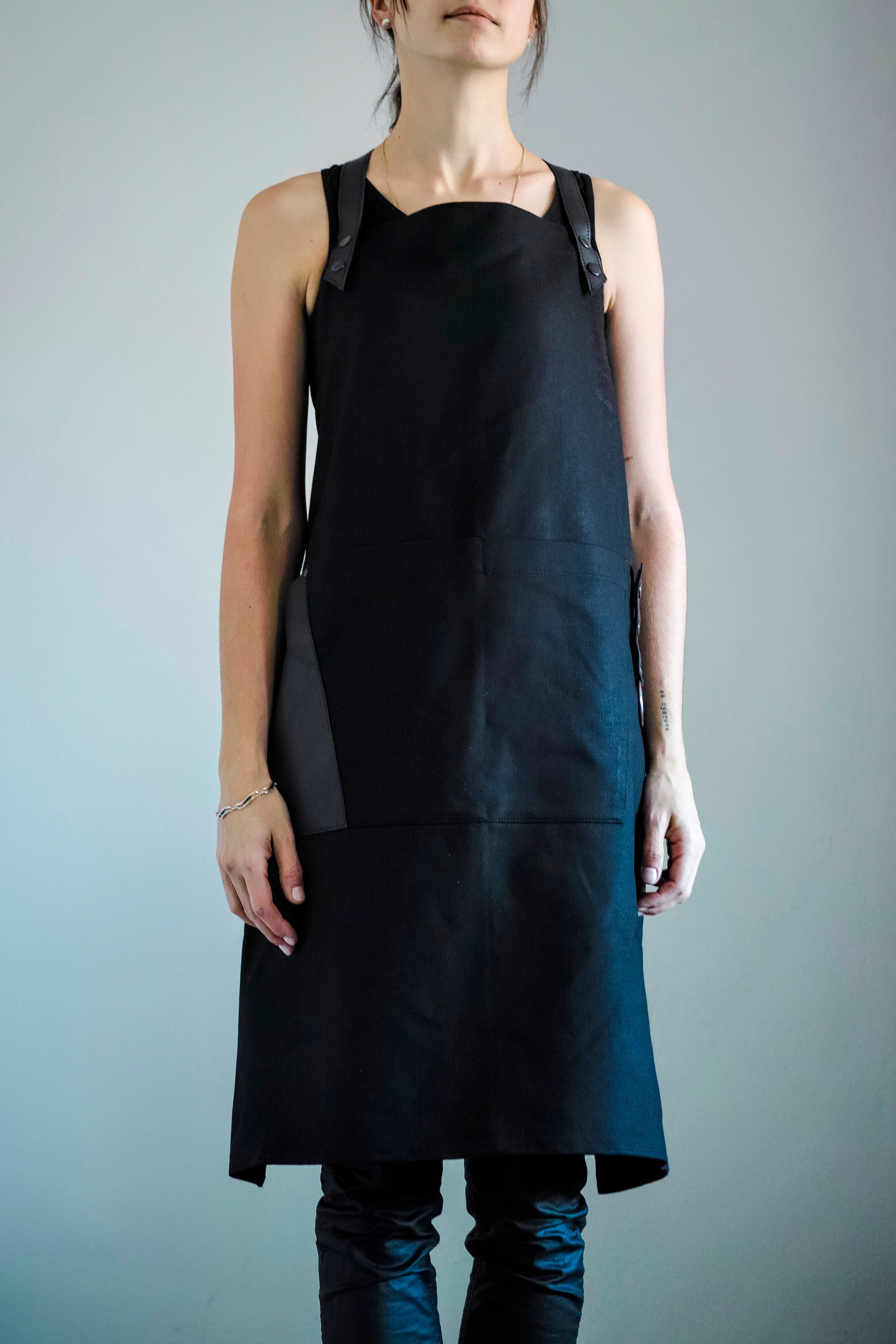 Black canvas apron with leather straps tattoo aprons artist Etsy