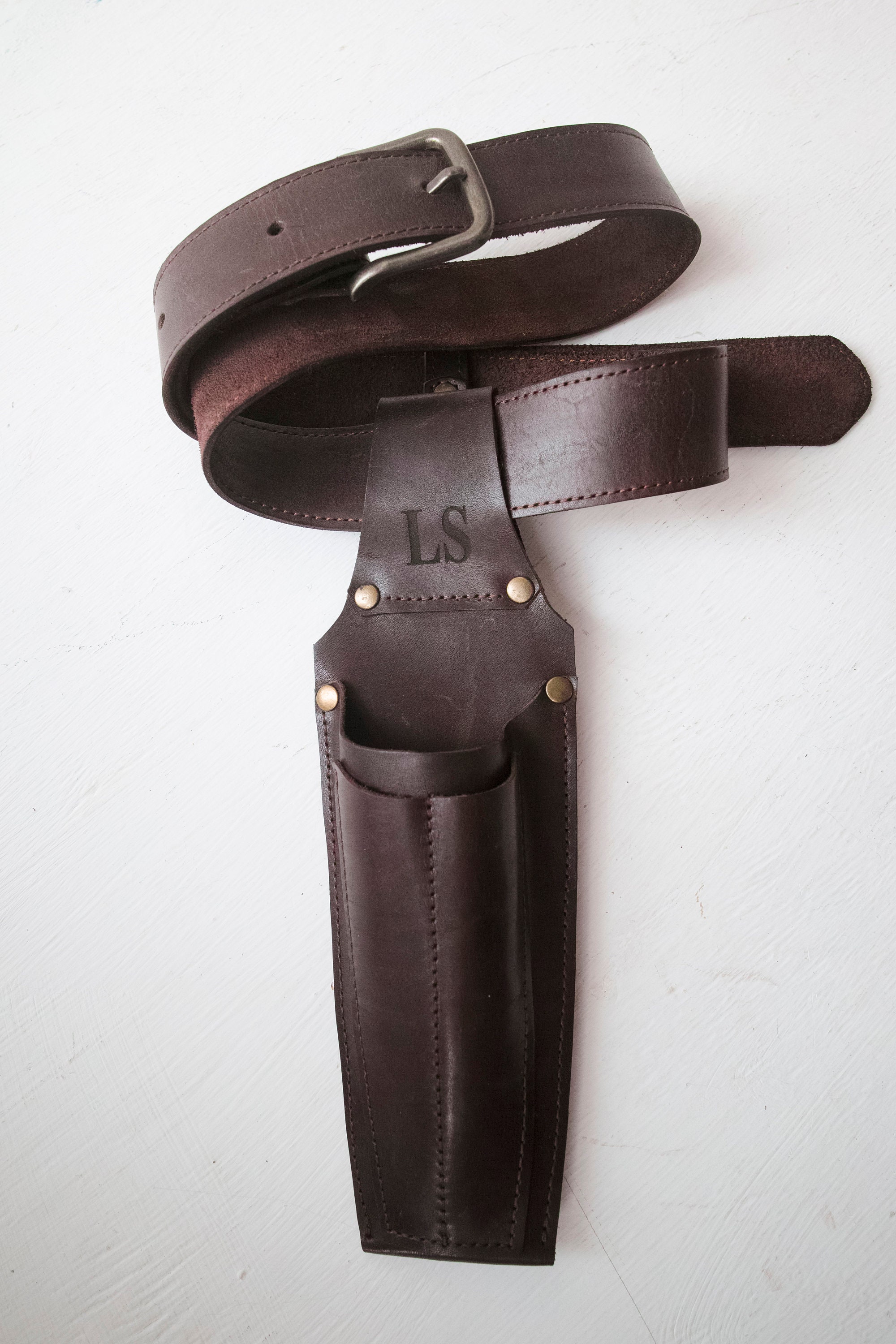 Leather tool pouch with belt and free personalized engraving Etsy