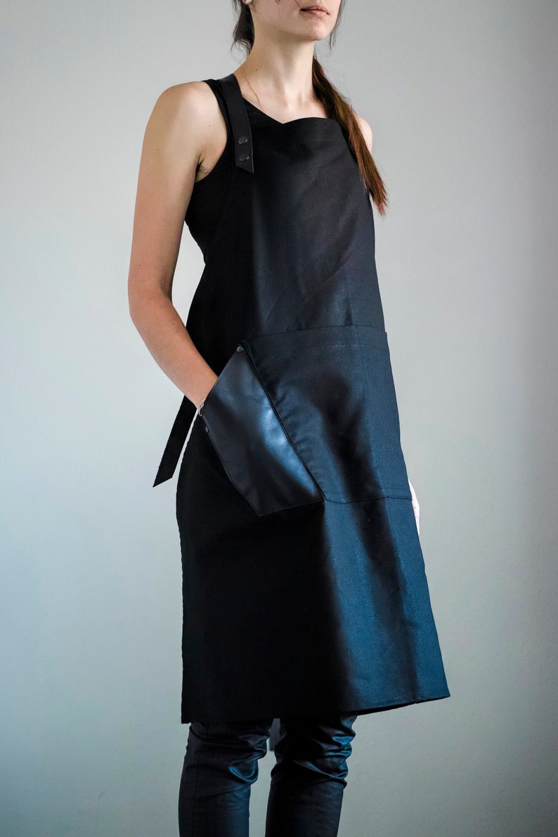 Black canvas apron with leather straps tattoo aprons artist Etsy