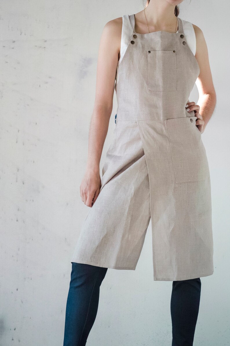 Linen pottery split leg apron Etsy