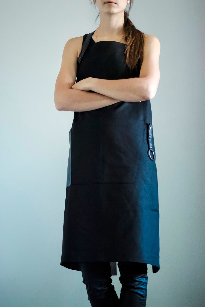 Black canvas apron with leather straps tattoo aprons artist Etsy