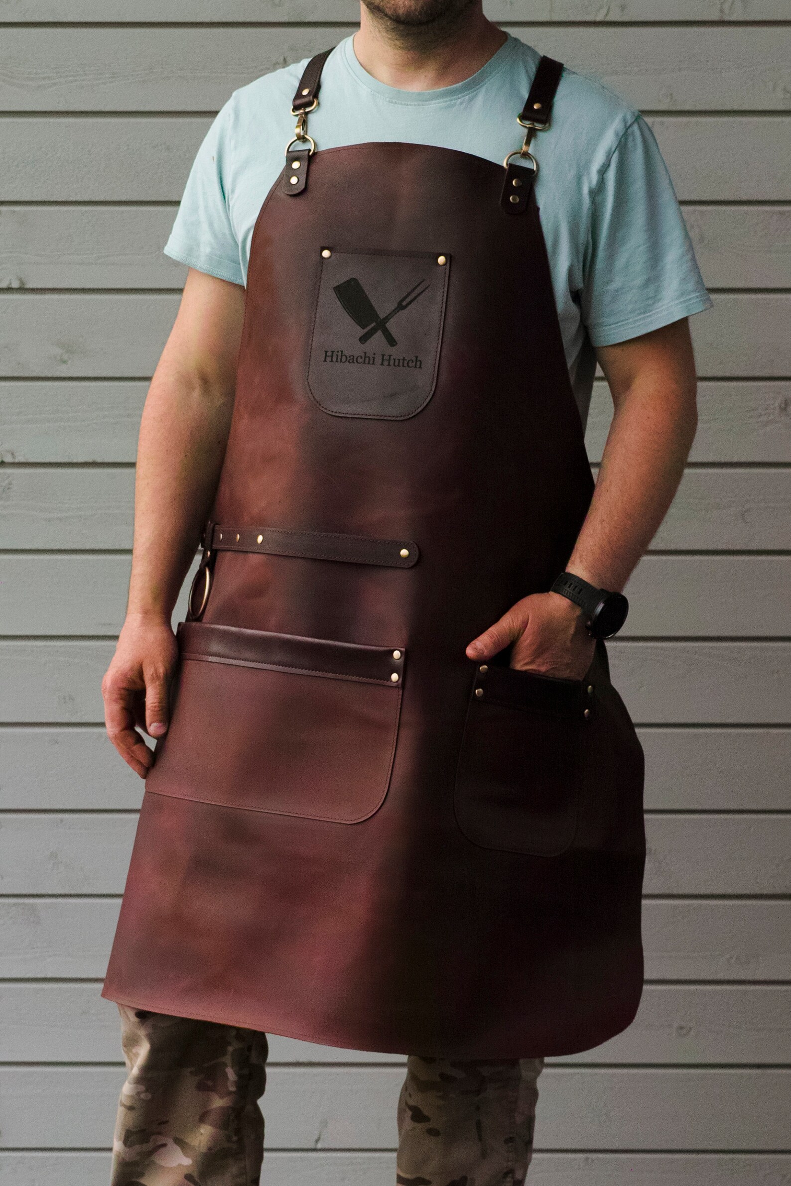 Personalized crazy horse leather craft apron for blacksmith Etsy