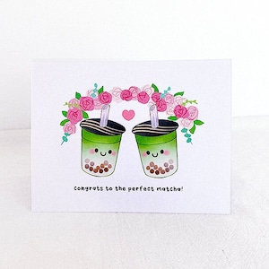 Carte de mariage Matcha mignonne | Carte de voeux, félicitations, amitié