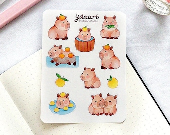 Capybara Sticker Sheet | Cute Animals