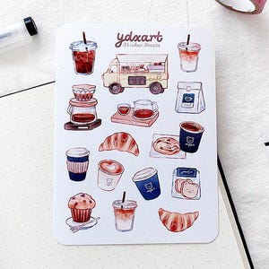 Feuille d'autocollants pour camion de café | Esthétique de café
