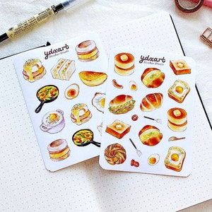 Brunch Sticker Sheet | Eggs, Breakfast, Toast, Pancakes, Sandwiches, Rolls