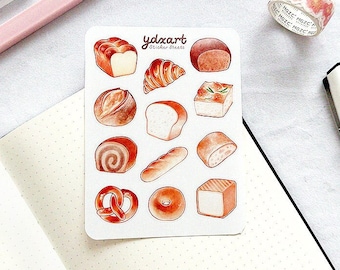 Klistermärkesark med hantverksbröd | Kawaii Planner Stickers