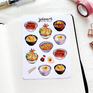 Japans rijstkommen stickervel | Japans eten, Aziatisch eten