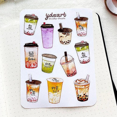 bubble tea sticker cola stickers Asian drinks stickers by