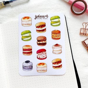 Macaron Stickerbogen | Süßigkeiten, Dessert Aufkleber, koreanische Macarons