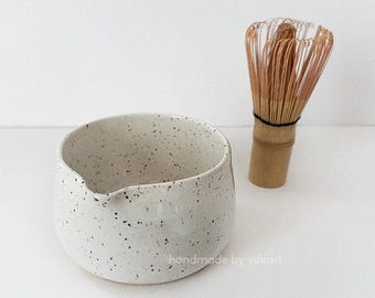 Handmade Mini Ceramic Matcha Bowl | Speckled White, 280mL (9.5 fl oz)