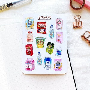 Japans Snacks Stickervel | Aziatische voedselstickers