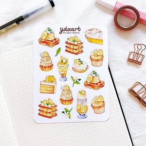 Feuille d'autocollants desserts au citron | Amateur de nourriture, Sucreries, Pâtisseries