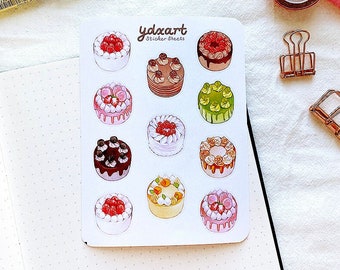 Cake Sticker Sheet | Food Stickers, Bullet Journal, Desserts, Lunchbox