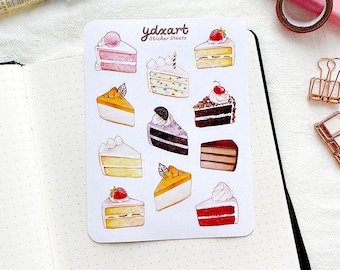 Cake Slices Sticker Sheet | Sweets, Desserts, Cheesecake, Mousse, Chiffon, Butter Cake