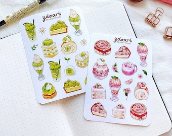 Stickervel Perzik en Druivendesserts | Snoepjes, witte perzik, cake, taart, trifle