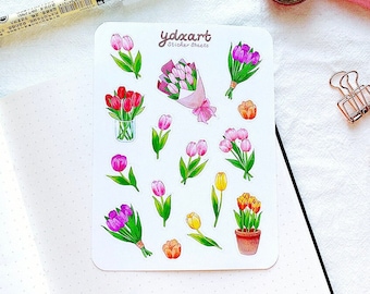 Tulip Sticker Sheet | Spring, Flower Stickers