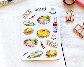 Vietnamese Food Sticker Sheet | Pho, Spring Rolls, Asian Food