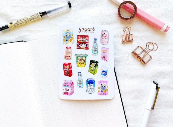 Japanese Snacks Sticker Sheet | Asian Food Stickers