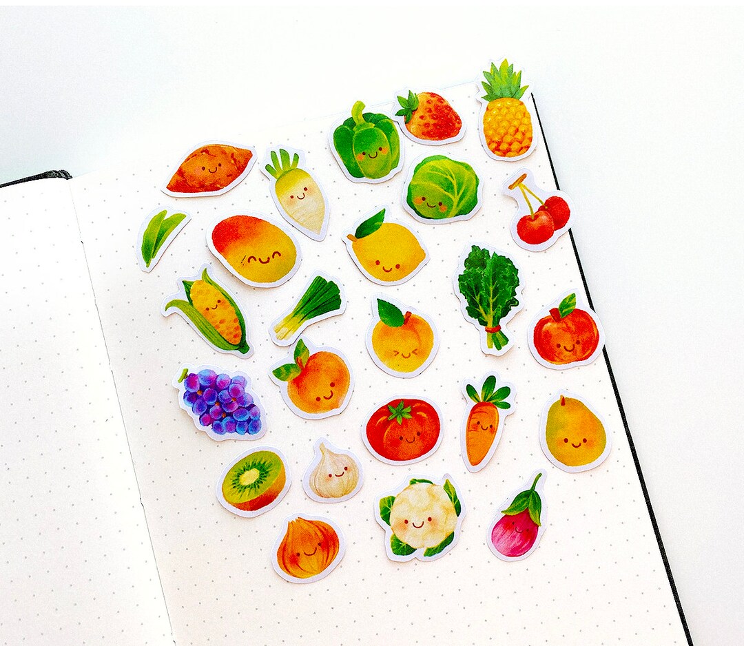 Farmer's Market Washi Stickers Fruits and Vegetables, Colourful