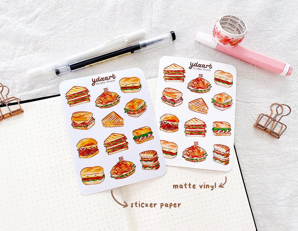 Bistro Bites Sticker Sheet | Sandwiches, Lunch, Meal Tracking Stickers ...