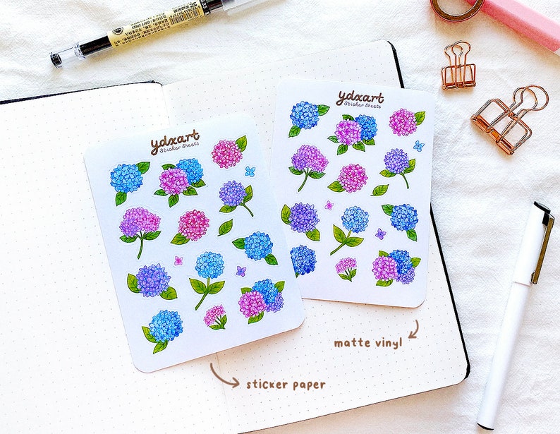 Hortensia-klistermärkesark | Blommiga klistermärken bild 2