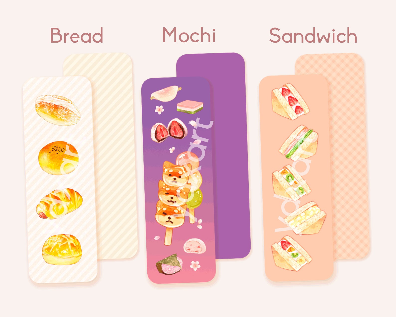 Asian Food Bookmarks Double-sided Cute Bookmarks Reading - Etsy