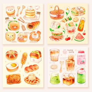 Cute Food Menu Prints | Home Cafe, Summer Picnic, Korean Street Food, Bear Cafe