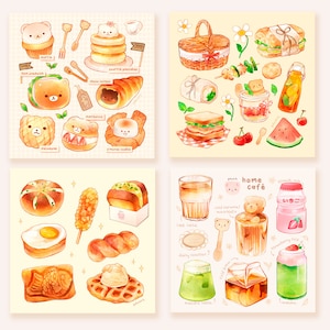 Niedliches Menü Prints | Hauscafe, Sommerpicknick, koreanisches Street Food, Bärencafe