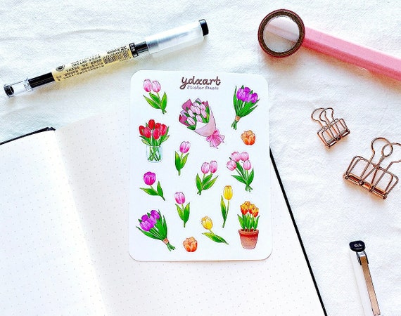 Tulip Sticker Sheet | Spring, Flower Stickers