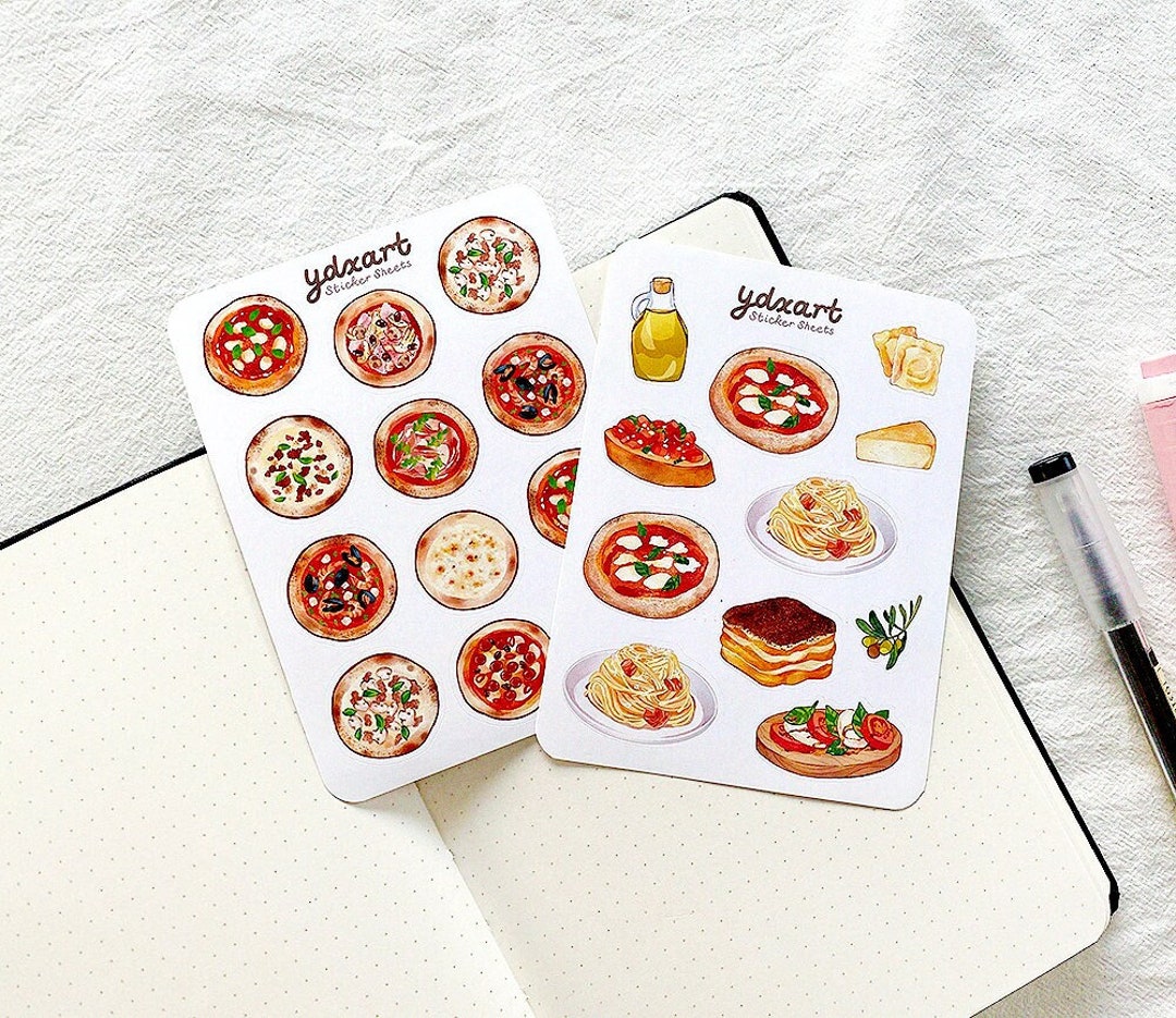 Italy Foods Sticker Sheet | Food Stickers, Pizza, Cooking - Etsy