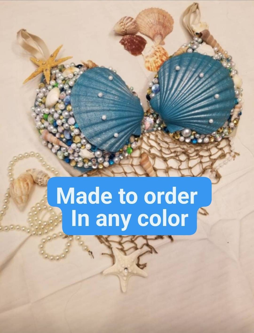 Under the Sea Treasures Mermaid Bra Custom in Any Color Bling Bra Rave Bra  the Little Mermaid 