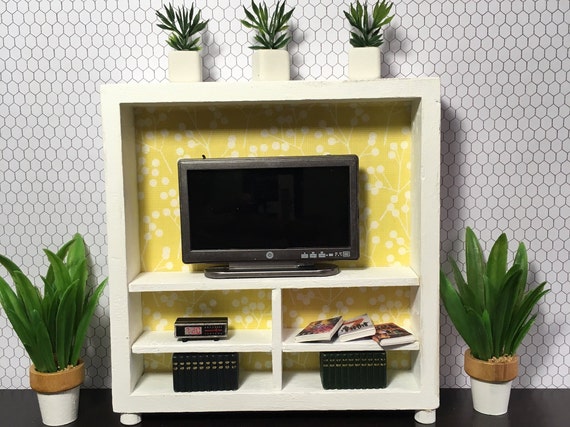 White Bookshelf Tv Stand Etsy